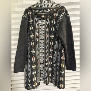 Northern Angel Open-Front Patterned Cardigan Sweater - Charcoal Gray